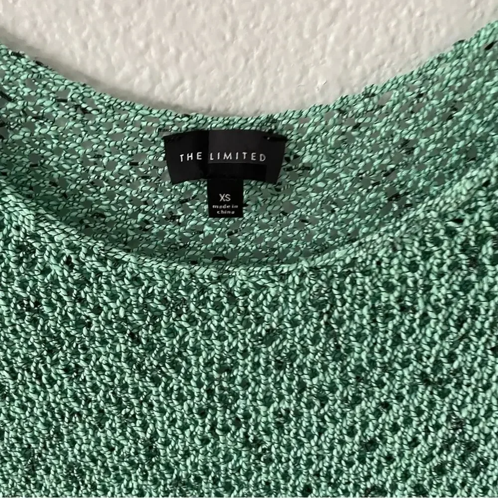 Y2K Open Knit Sweater Green Pastel with Black Size XS The Limited